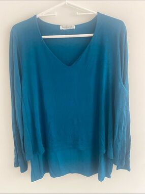 Kettlewell V Neck Knit Layered L/S Top Teal Size 12